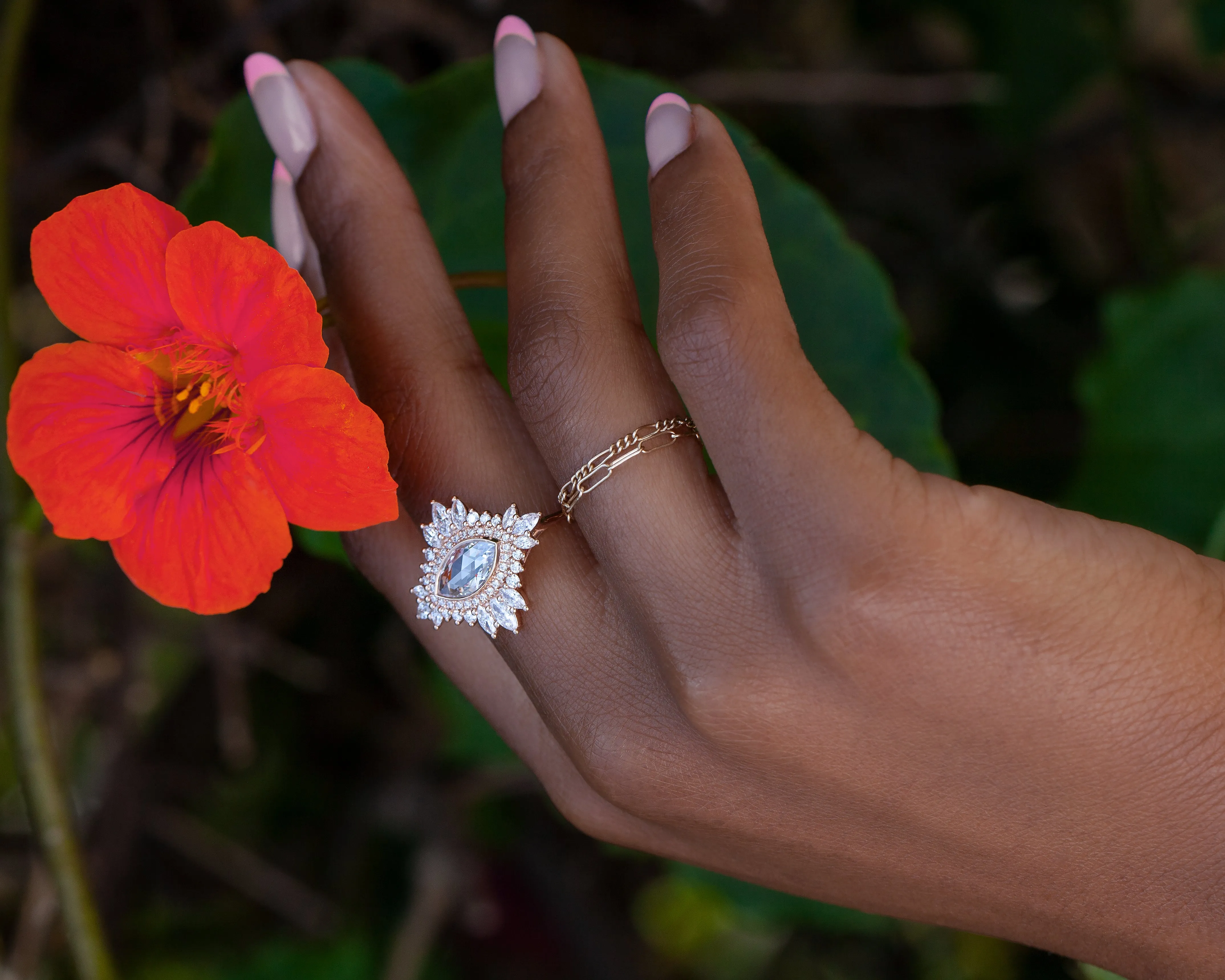 0.98-Carat Marquise Diamond Cluster Ring (Ready to Ship)