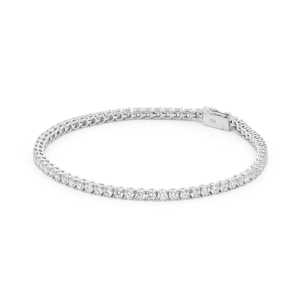 18ct White Gold 4.00ct Claw Set Diamond Tennis Bracelet