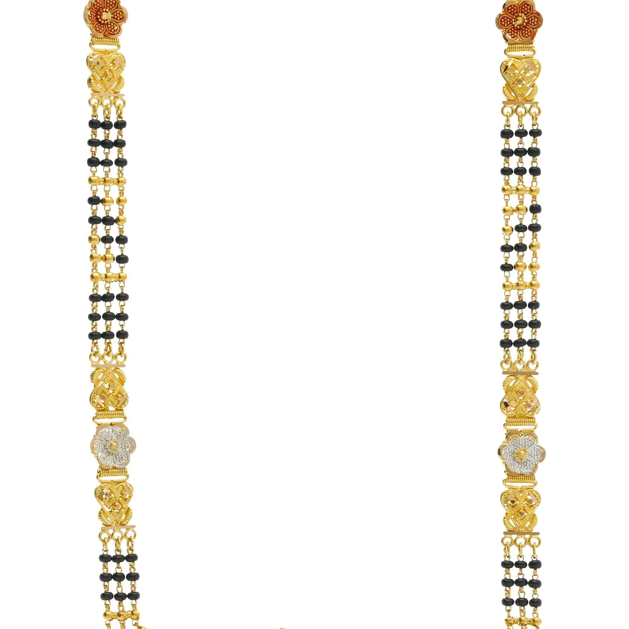 22K Gold Mangalsutra Black Beads Chain, Length 32inches