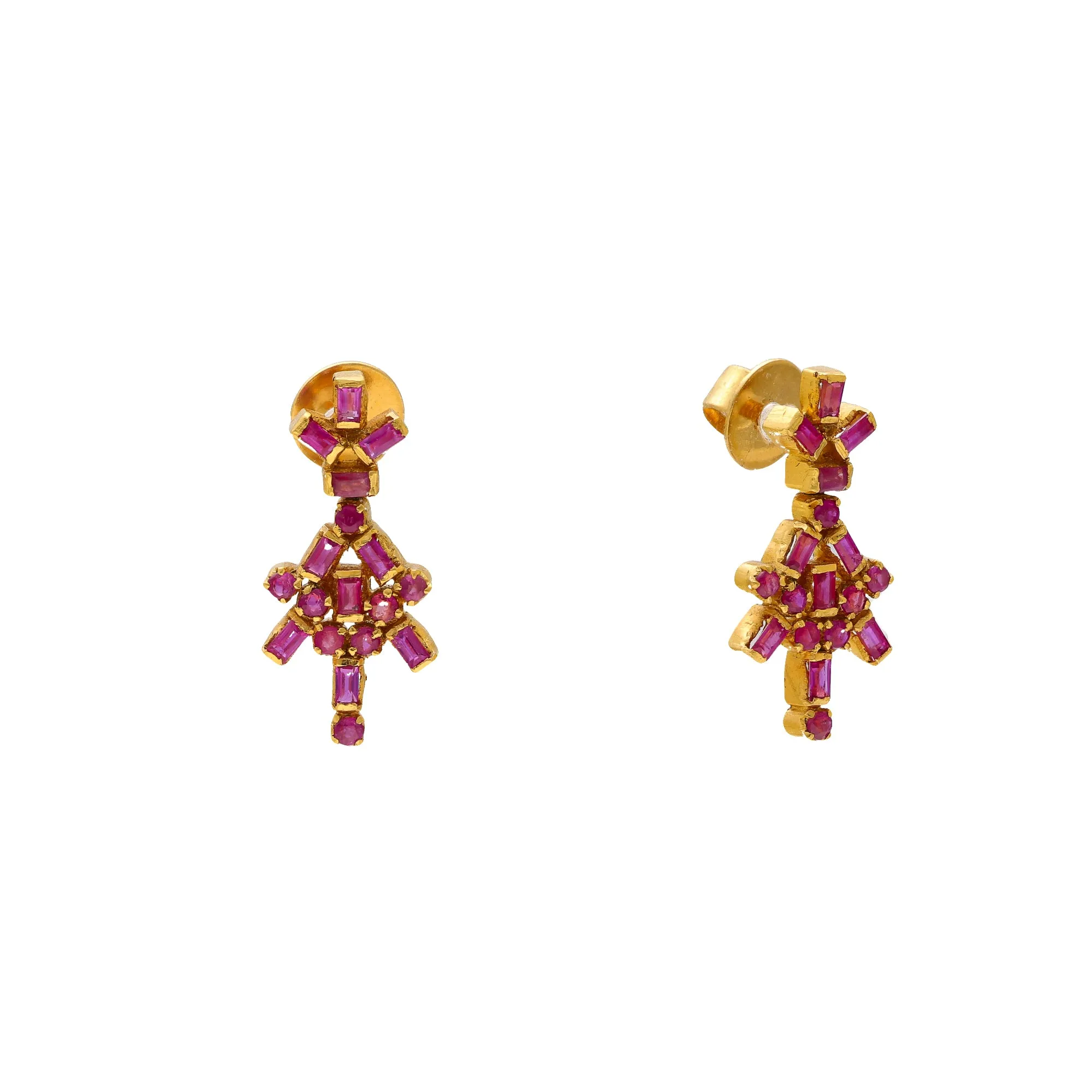 22K Yellow Gold & Rubies Earrings (7gm)