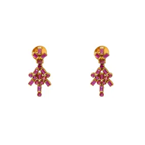 22K Yellow Gold & Rubies Earrings (7gm)