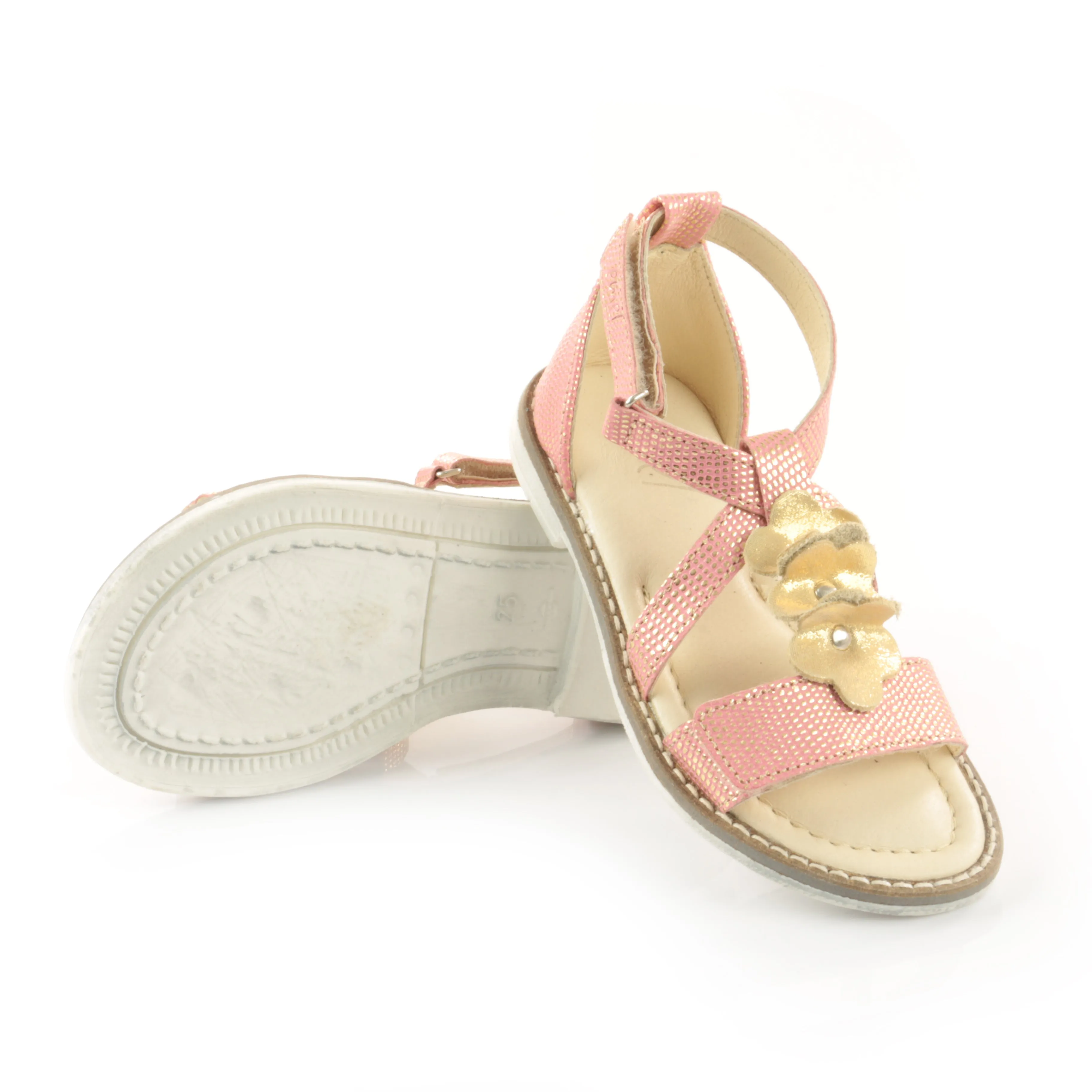 (2577-5) Emel velcro sandals coral gold