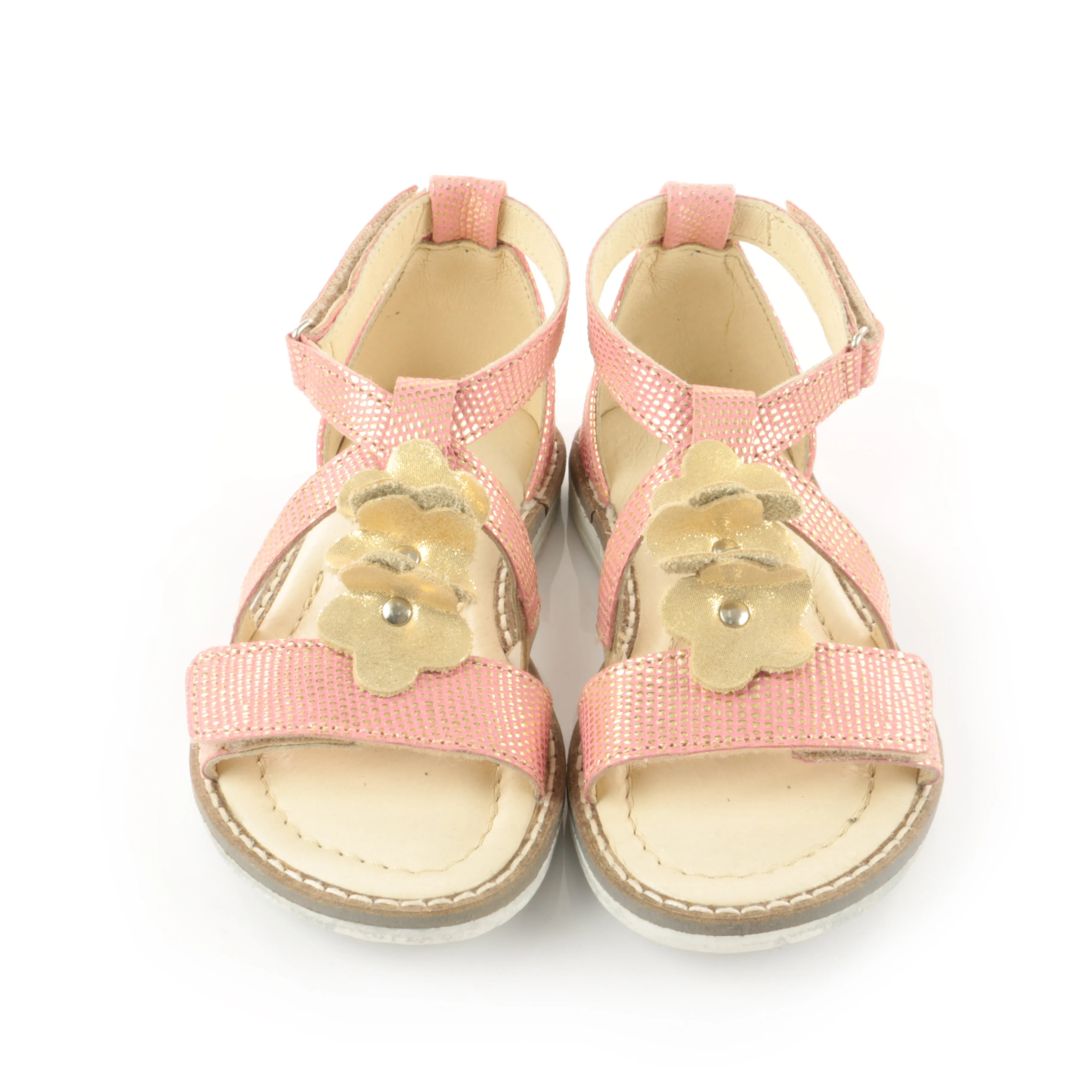 (2577-5) Emel velcro sandals coral gold