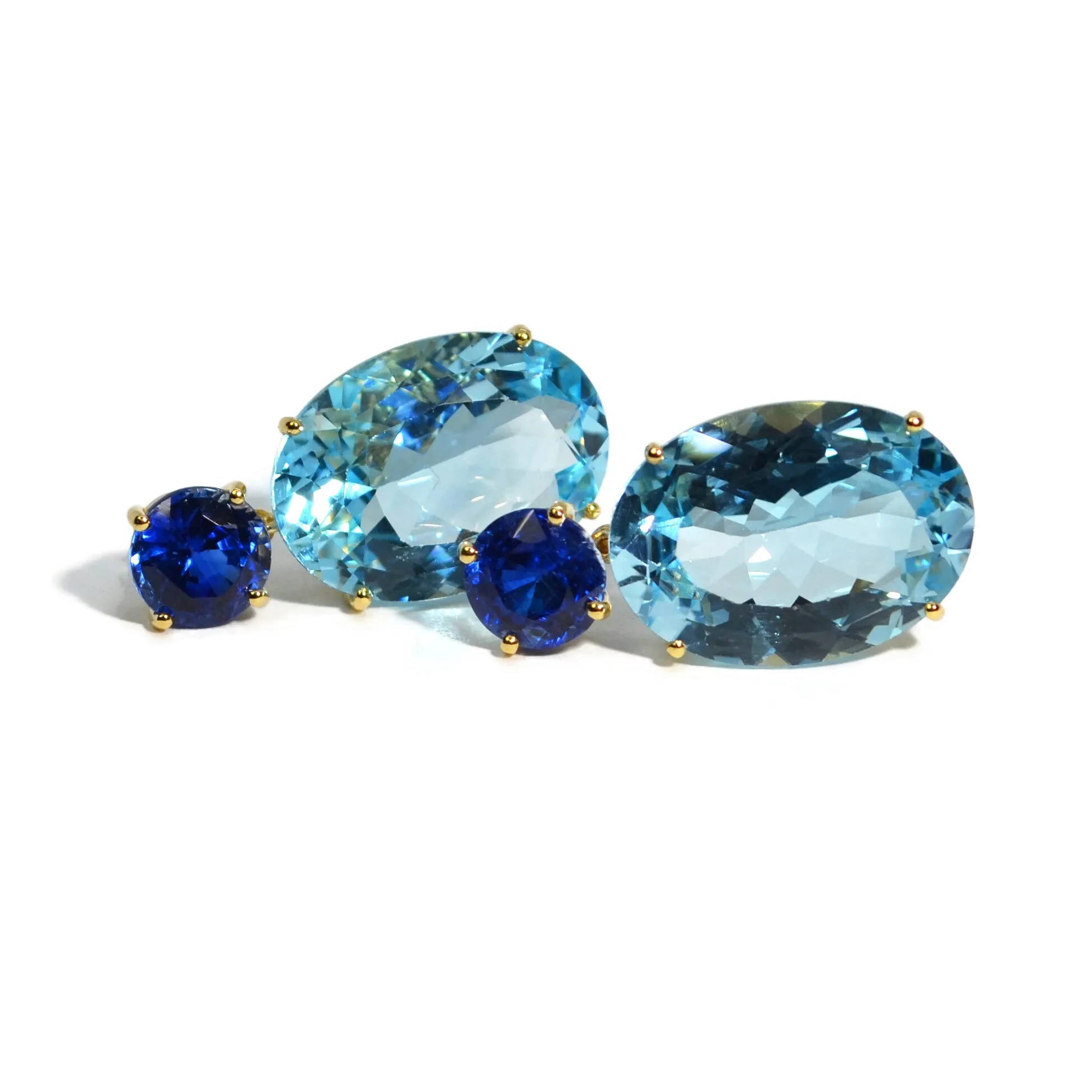 A & Furst - Party - Drop Earrings with Kyanite and Blue Topaz, 18k Yellow Gold