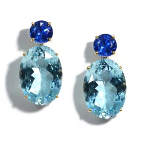 A & Furst - Party - Drop Earrings with Kyanite and Blue Topaz, 18k Yellow Gold