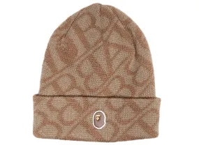 A Bathing Ape Sport Monogram Knit Cap in Beige xld