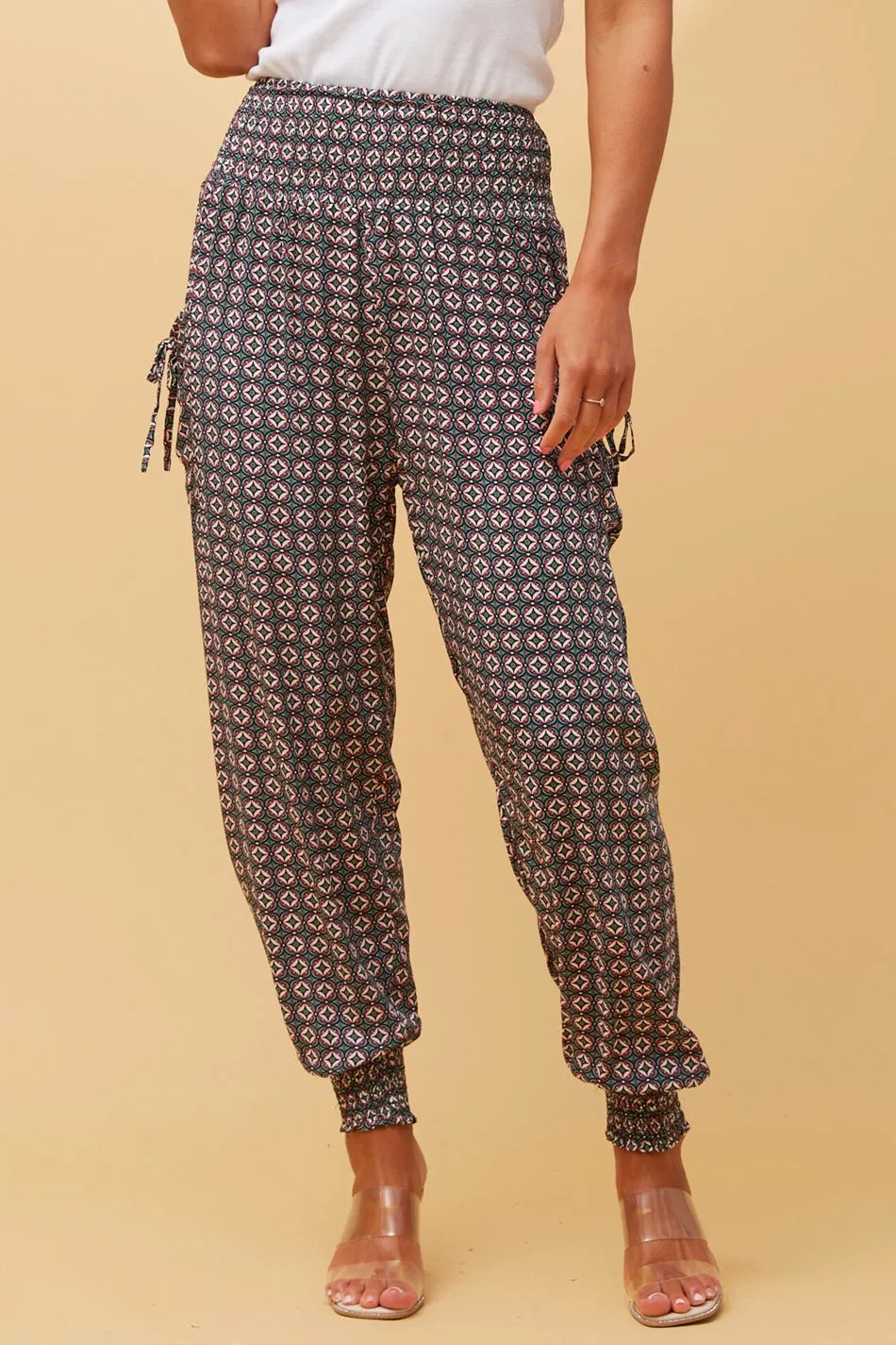 ABSTRACT PRINT BOHO HAREM PANTS