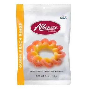 Albanese Gummi Peach Rings, 7oz, 12ct Case