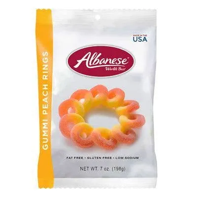 Albanese Gummi Peach Rings, 7oz, 12ct Case