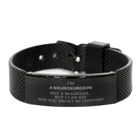 Badass Neurosurgeon Gifts, I'm Neurosurgeon not a magician, Sarcastic Black Shark Mesh Bracelet for Neurosurgeon Birthday Christmas for  Men, Women, Friends, Coworkers