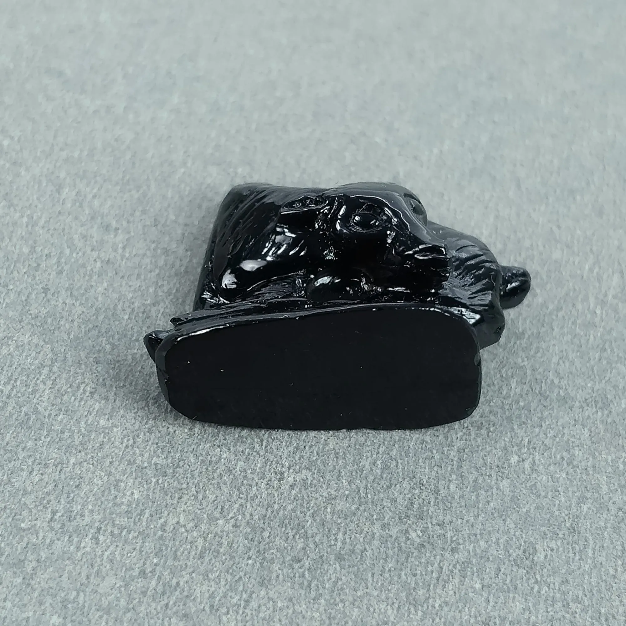 BLACK TOURMALINE Gemstone Carving : 30.00cts Natural Untreated Tourmaline Hand Carved COW 23*18mm (With Video)