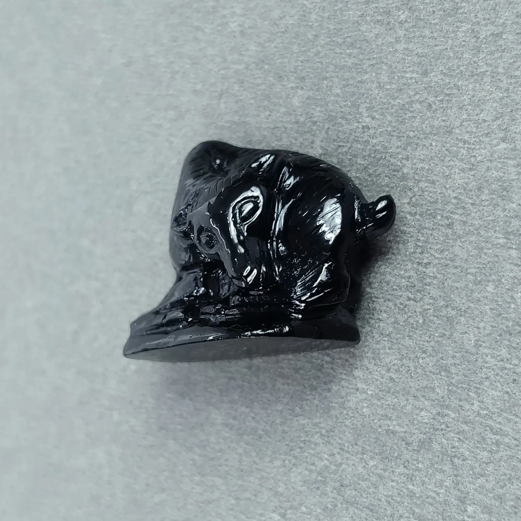 BLACK TOURMALINE Gemstone Carving : 30.00cts Natural Untreated Tourmaline Hand Carved COW 23*18mm (With Video)