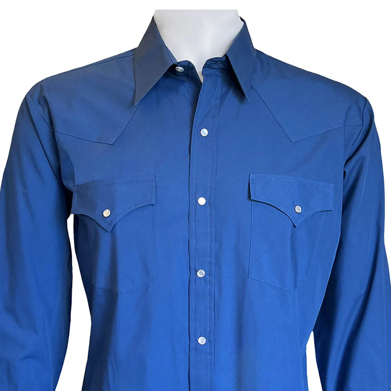 Blue Western Shirt -  Large, 16.5 - Pearl Snaps - Flap Pockets - Sheplers