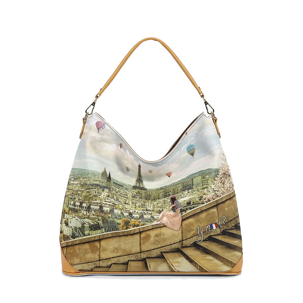 Borsa Donna Hobo Bag a Spalla Y NOT YES-641 Stampa Montgolfiere