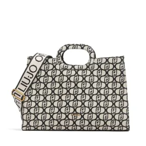 Borsa Donna Shopping a Mano LIU JO in Tessuto Jacquard Monogram Nero