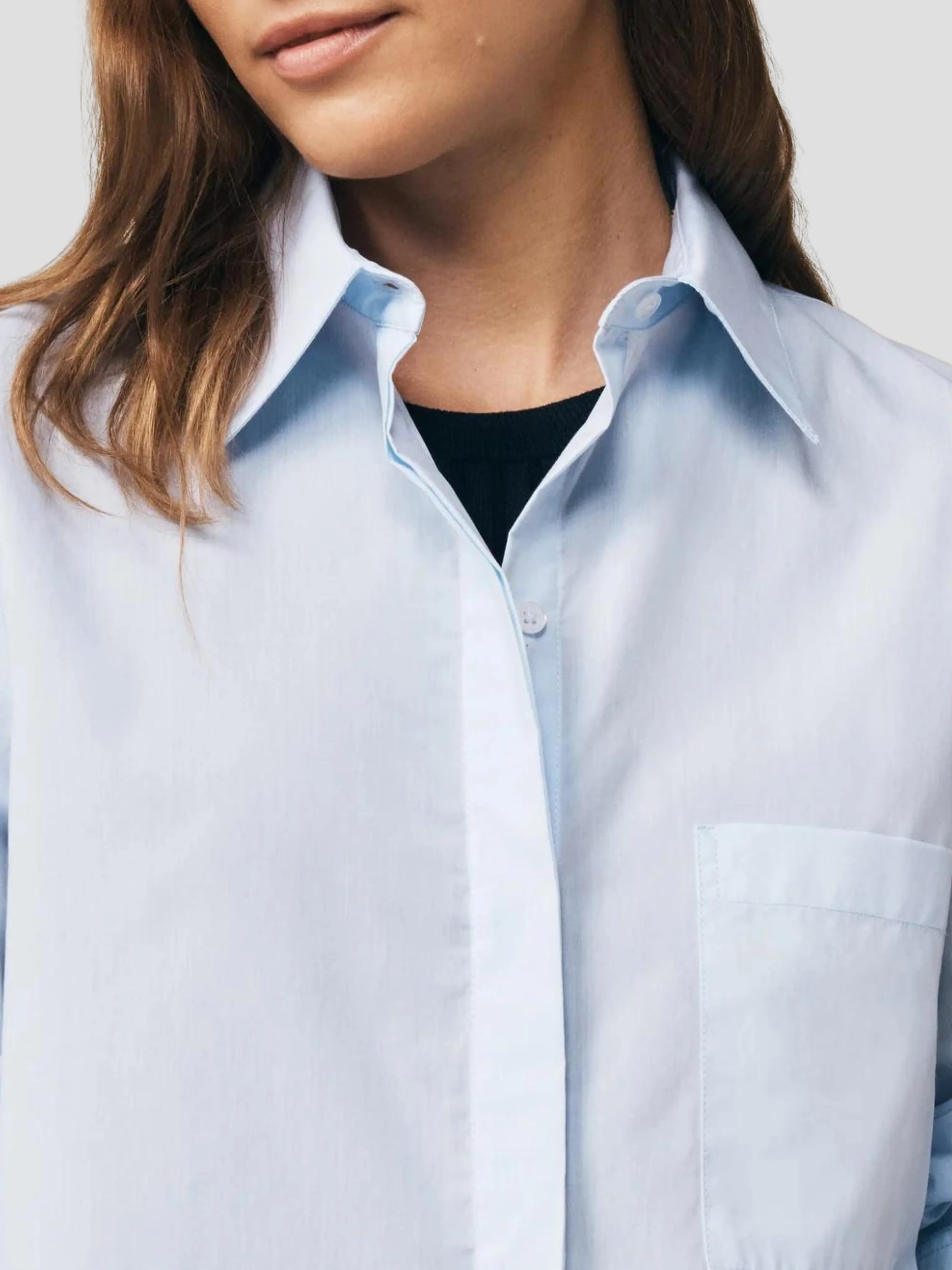 Boyfriend Crop Shirt in Baby Blue