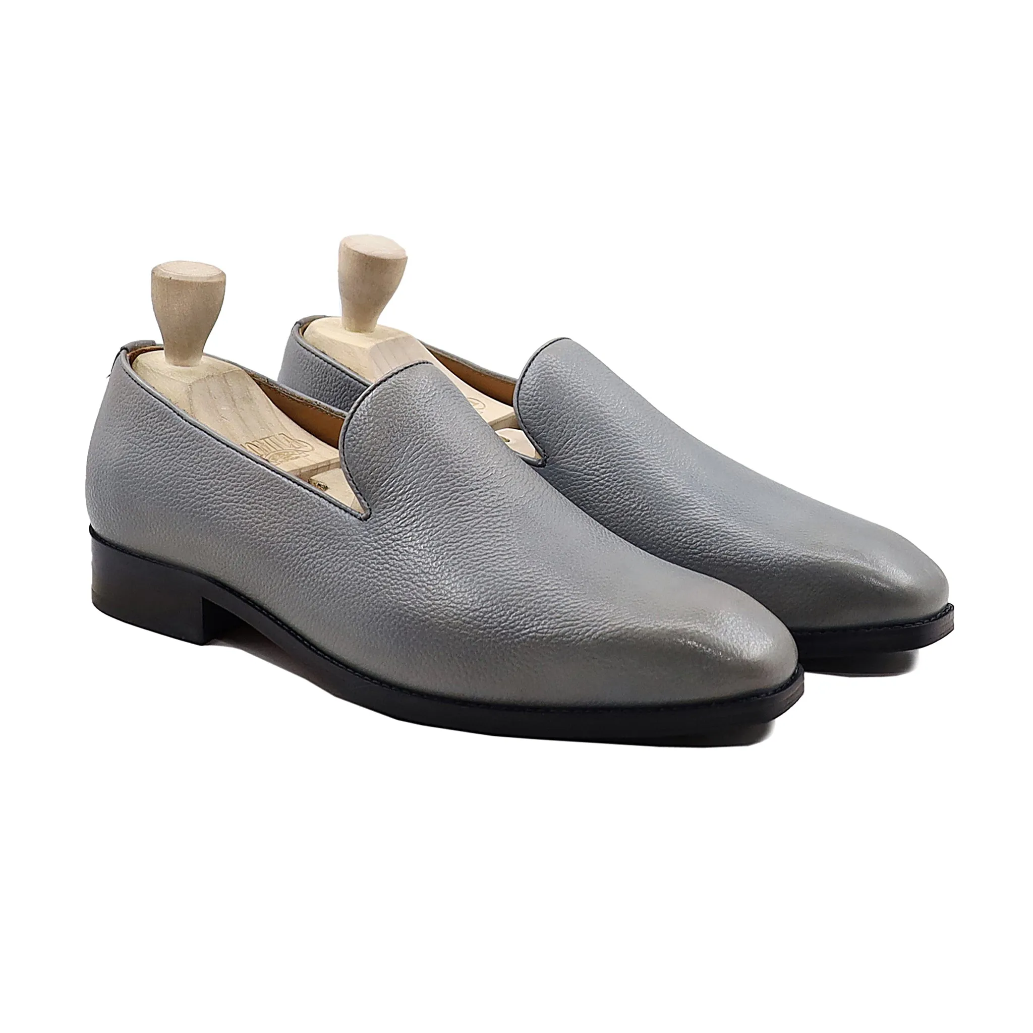 Brecken - Men's Grey Pebble Grain Leather Loafer