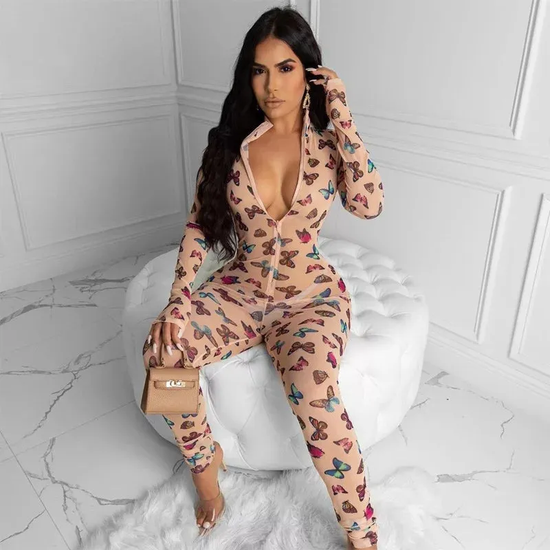 Butterfly Print Jumpsuits