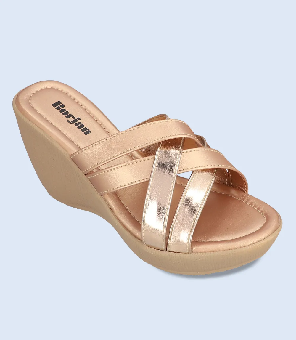 BW8324-GOLDEN-Women Platform Slippers