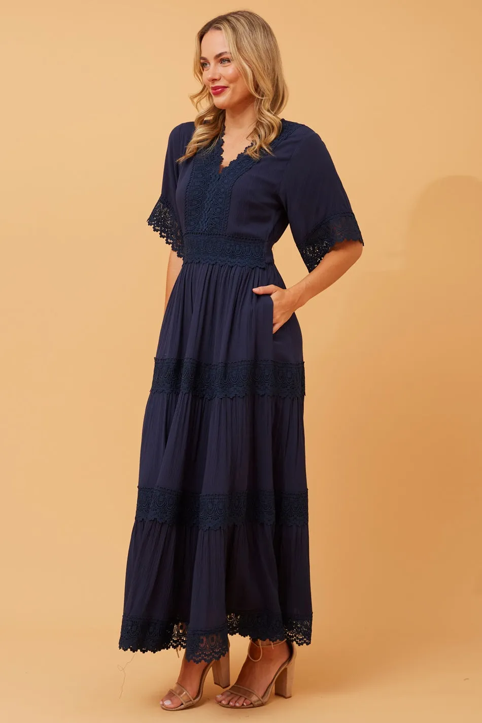 BYRON LACE TRIM MAXI DRESS