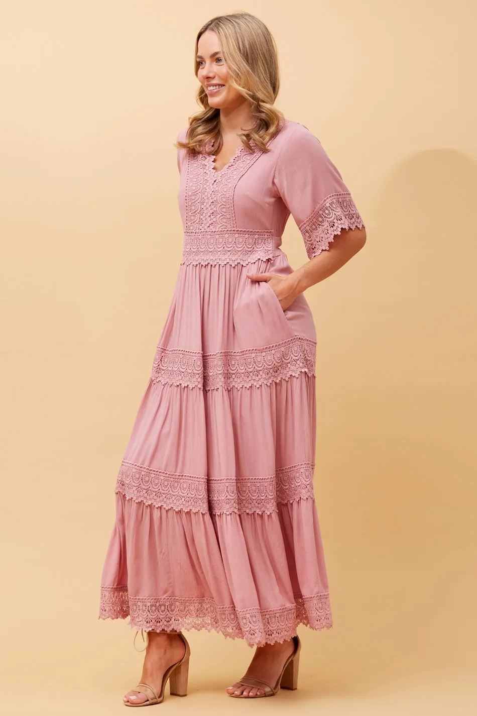 BYRON LACE TRIM MAXI DRESS