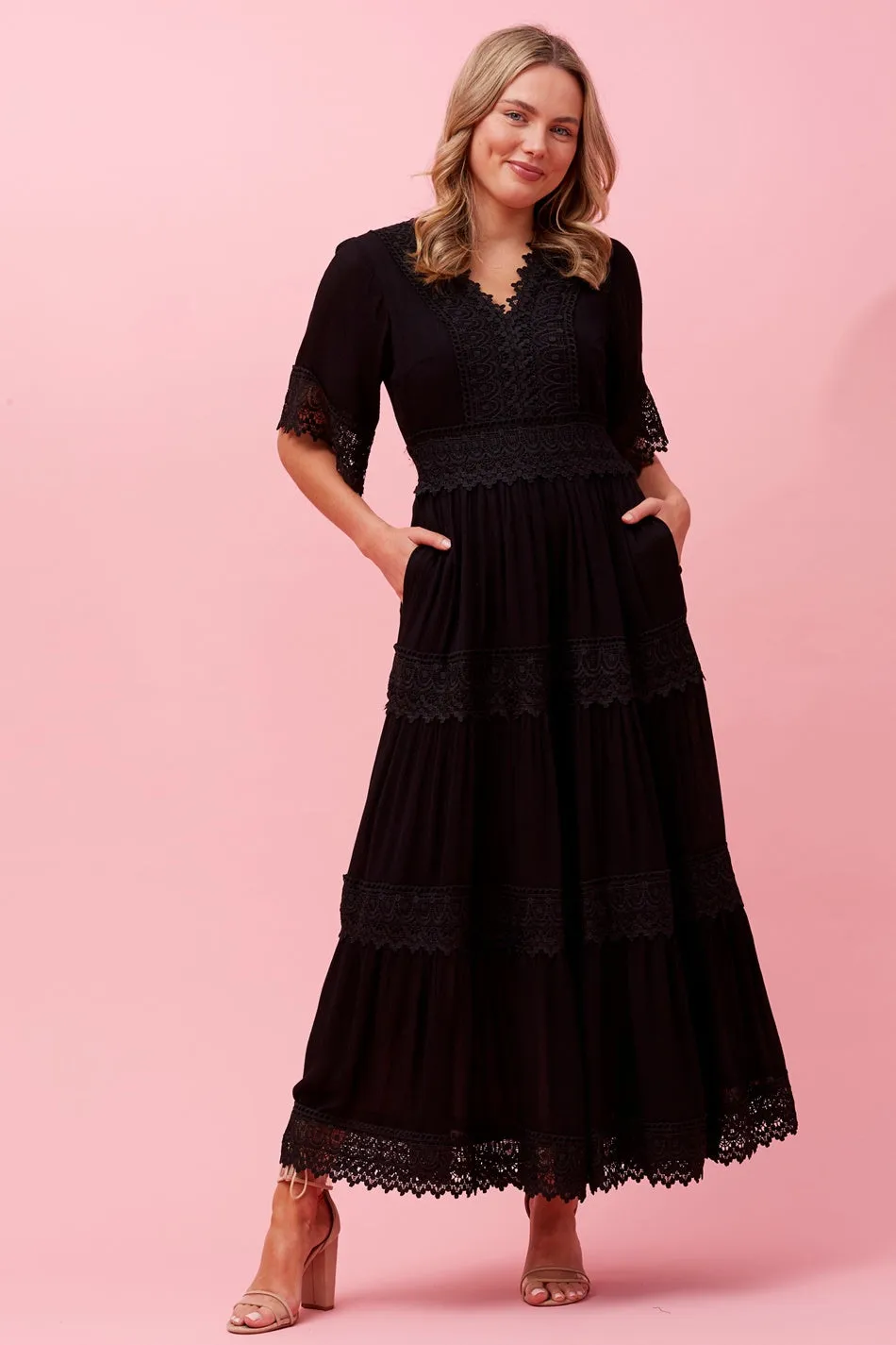 BYRON LACE TRIM MAXI DRESS