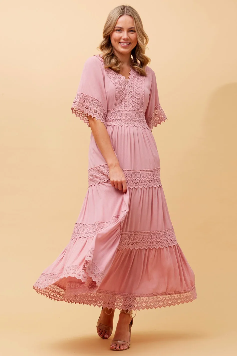 BYRON LACE TRIM MAXI DRESS