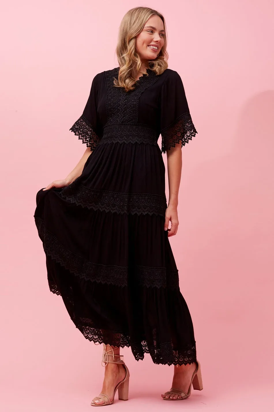 BYRON LACE TRIM MAXI DRESS