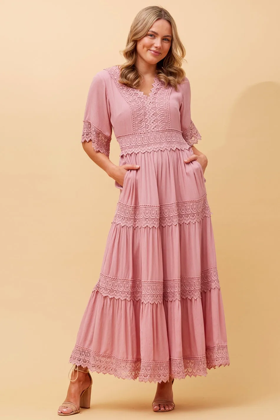 BYRON LACE TRIM MAXI DRESS