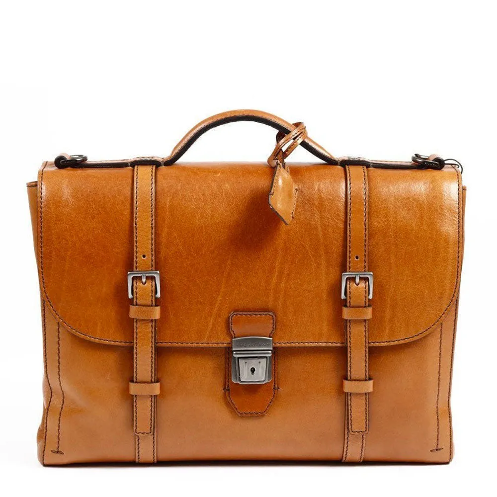 Cartella con Pattina THE BRIDGE in Pelle color Cognac linea Byron