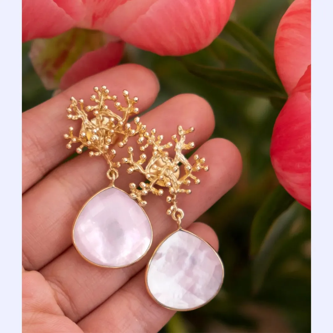 Coral-Inspired Rose Quartz Earrings