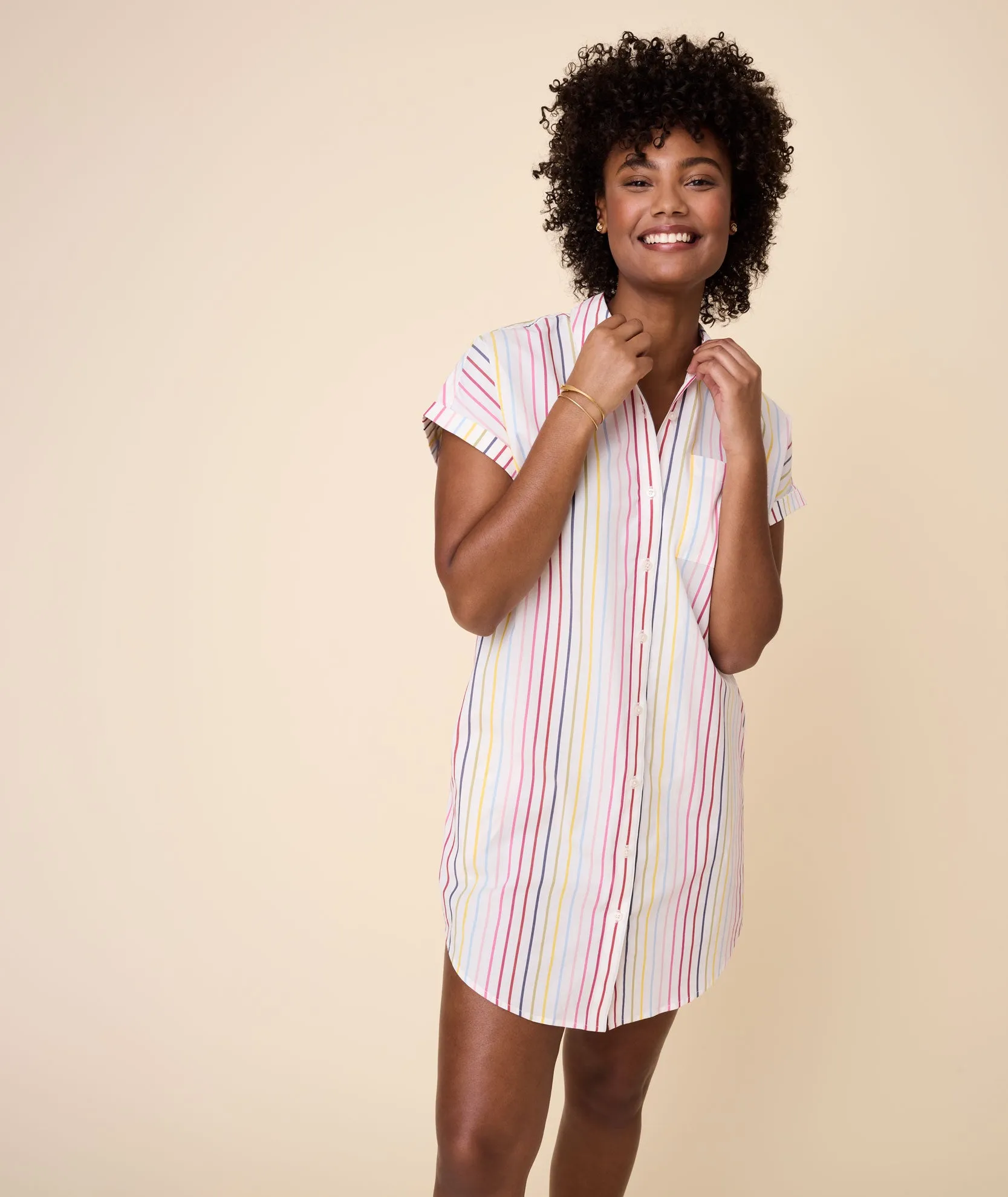 Cotton Stretch Short Sleeve Stripe Eleanor Dress