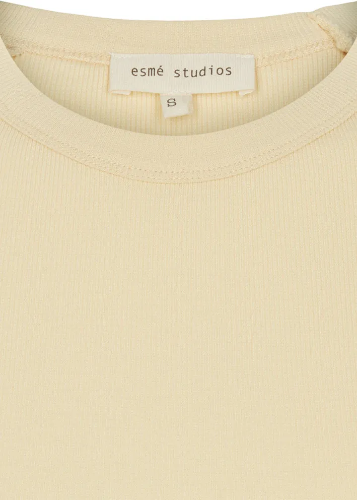 Esmé Studios Blossom SS O-neck Rib T-shirt - Summer Melon