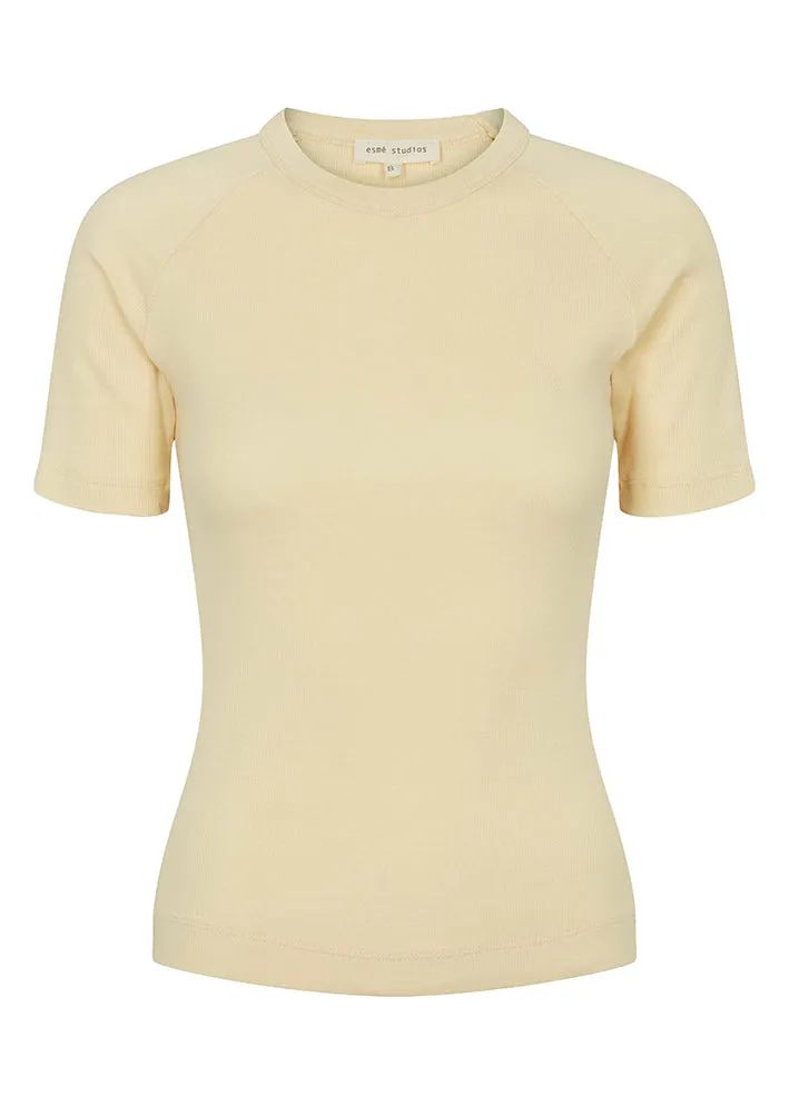 Esmé Studios Blossom SS O-neck Rib T-shirt - Summer Melon