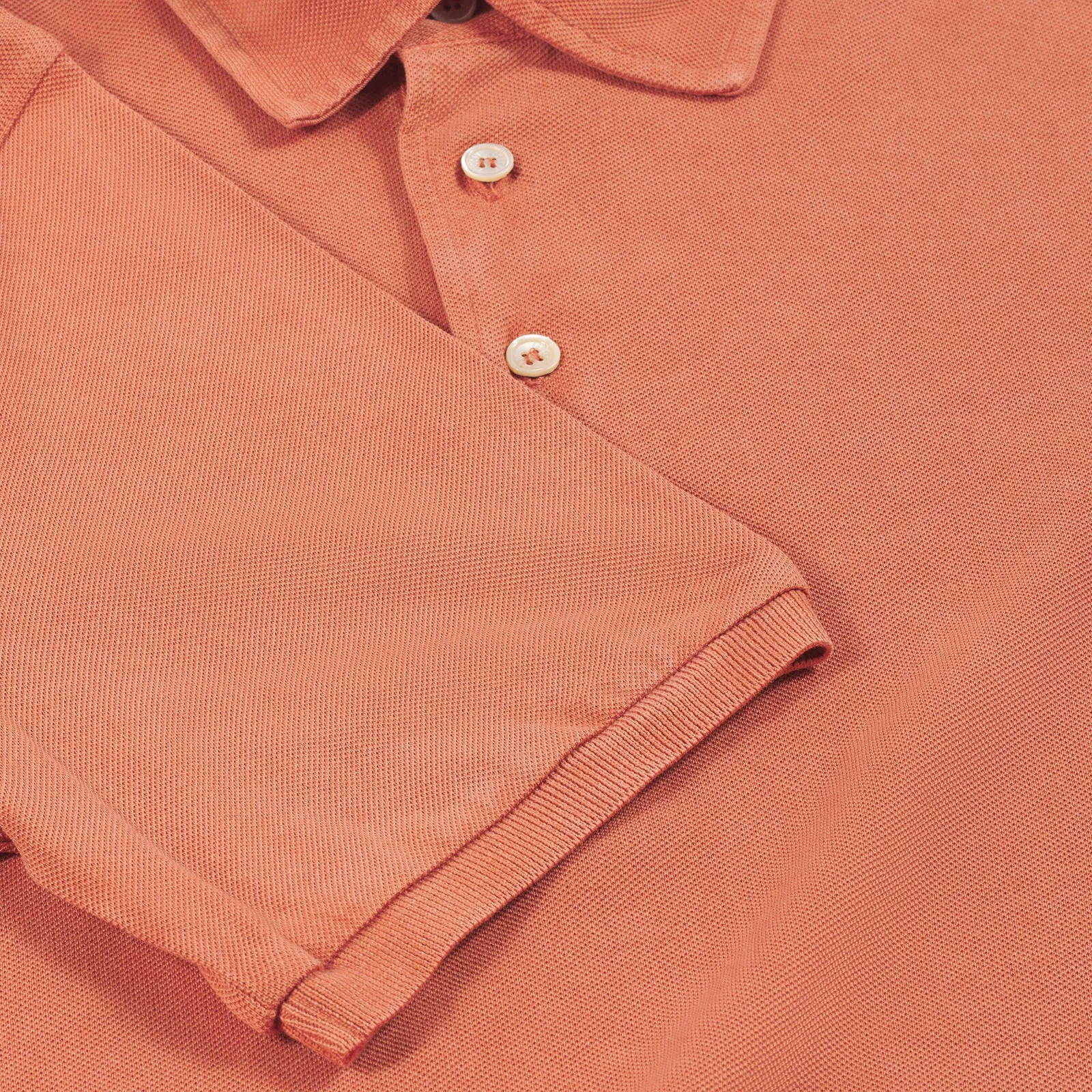 Fedeli Classic Short Sleeve Knitted Piqué Polo Shirt in Terracotta