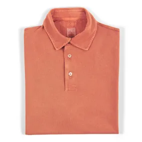 Fedeli Classic Short Sleeve Knitted Piqué Polo Shirt in Terracotta