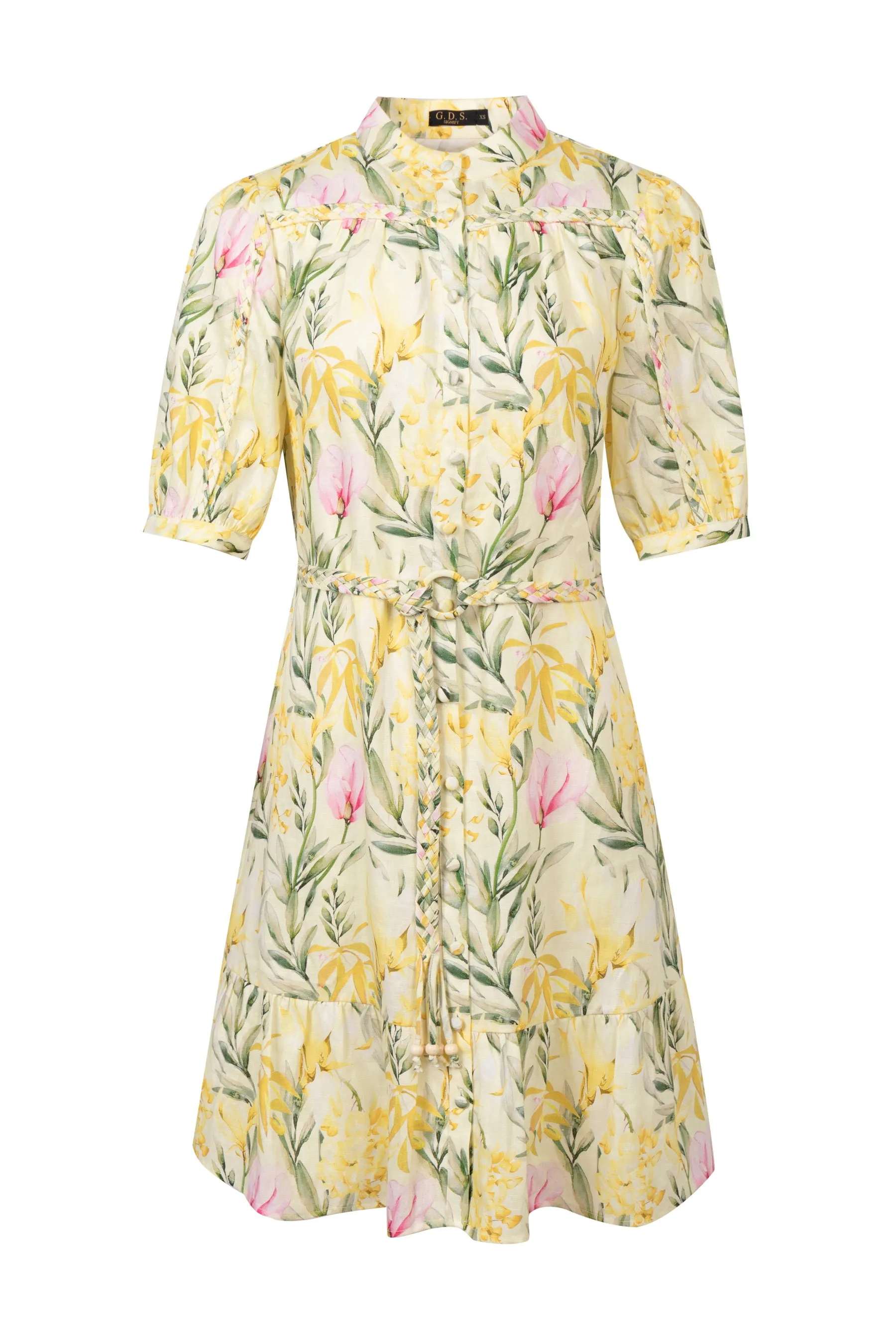 Frances Linen Short Dress - Yellow - GDS