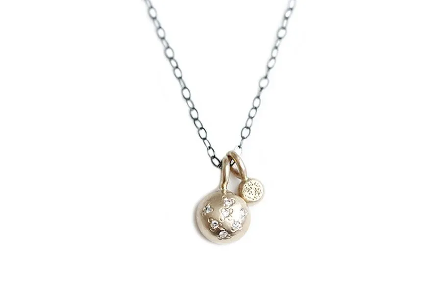 Gold Pebble   Diamond Necklace