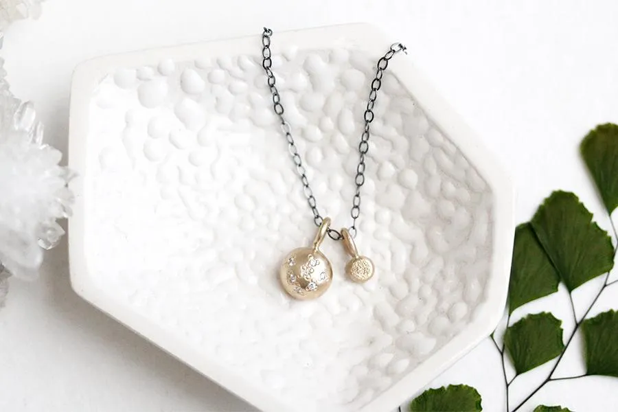 Gold Pebble   Diamond Necklace