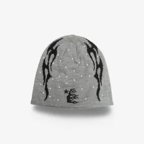 Hellstar Sports Rhinestone Beanie 'Flame' Grey SS24