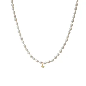 Initial White Pearl Necklace