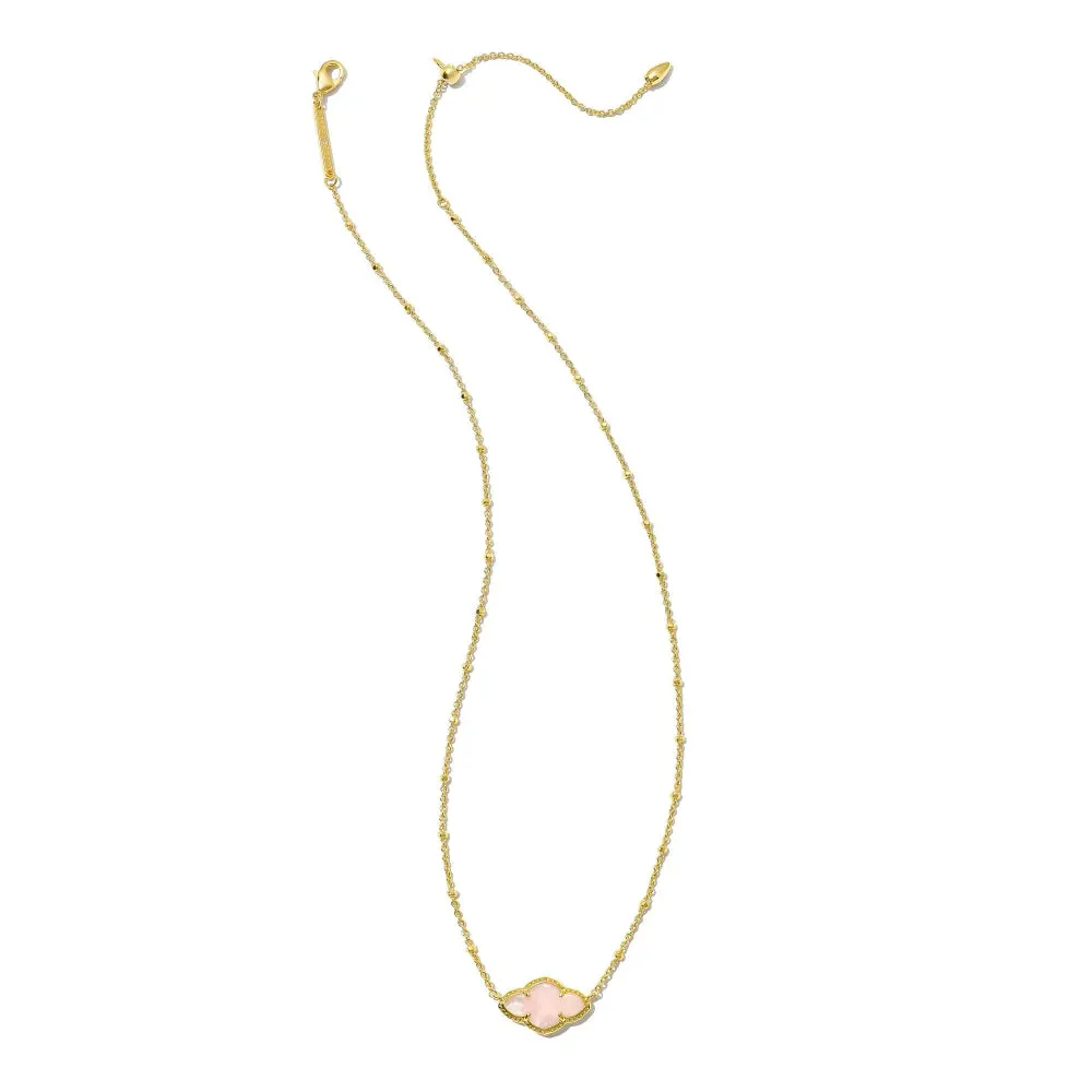 Kendra Scott Abbie Gold Pendant Necklace in Rose Quartz