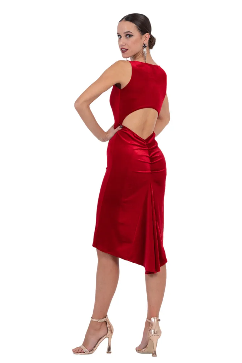 Keyhole Back Velvet Fishtail Dress With Keyhole Back 