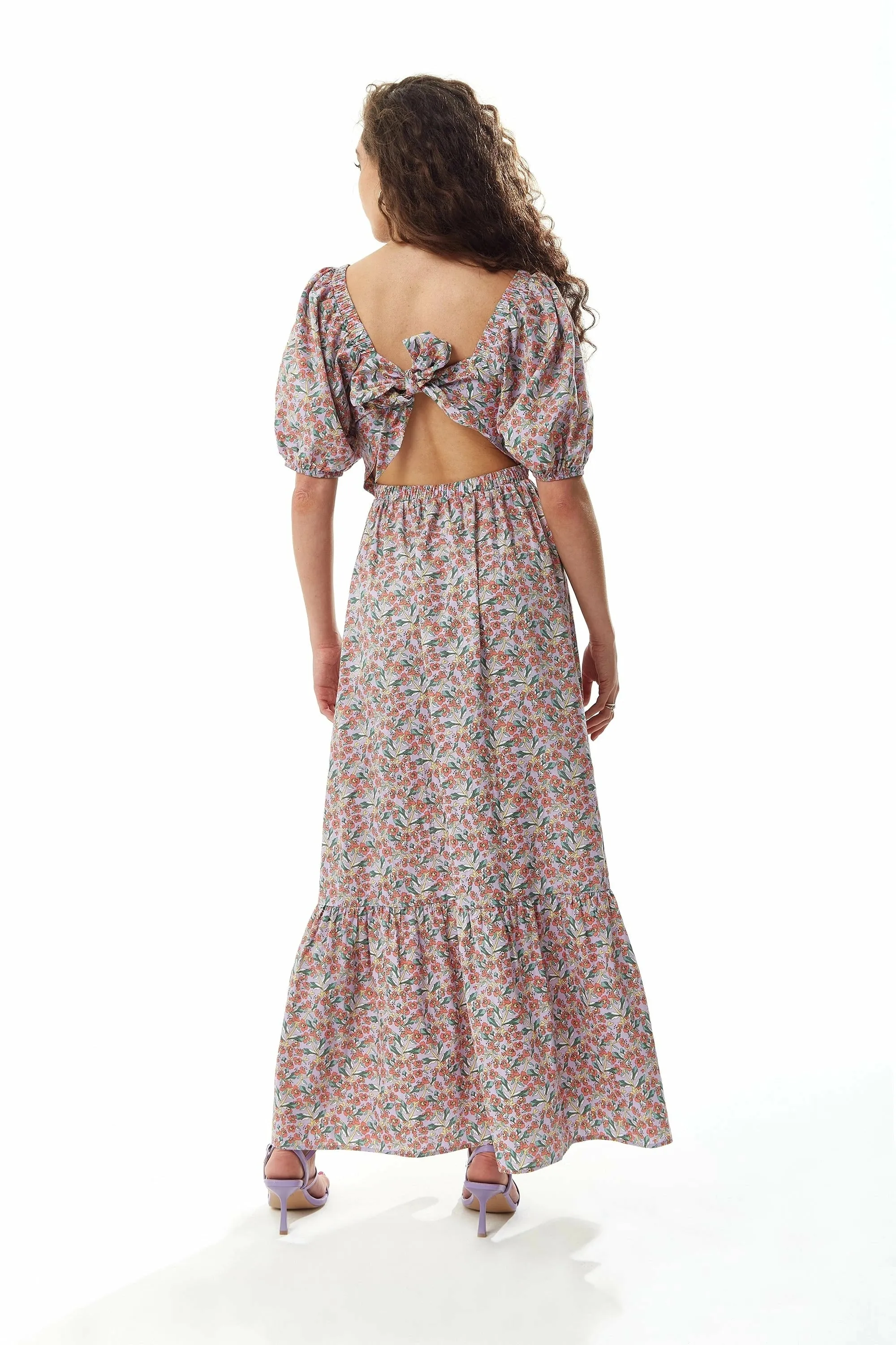 Liquorish Purple Based Red Floral Maxi Dress