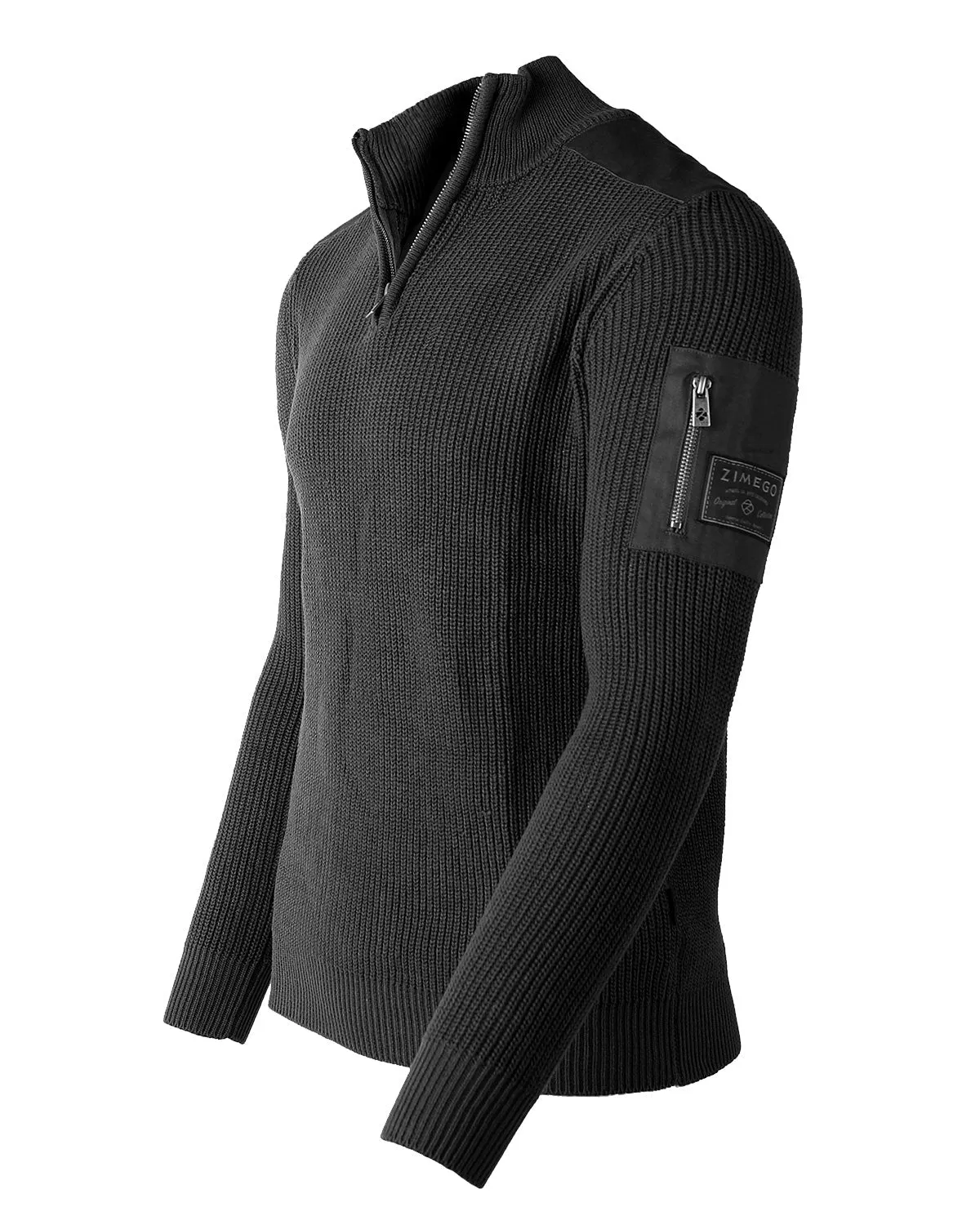 Long Sleeve Pullover Quarter Zip Mock Neck Polo Sweater