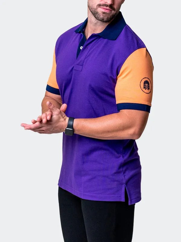 Maceoo Stretch Short-Sleeve Polos | Polo Mozart Block Tip Purple