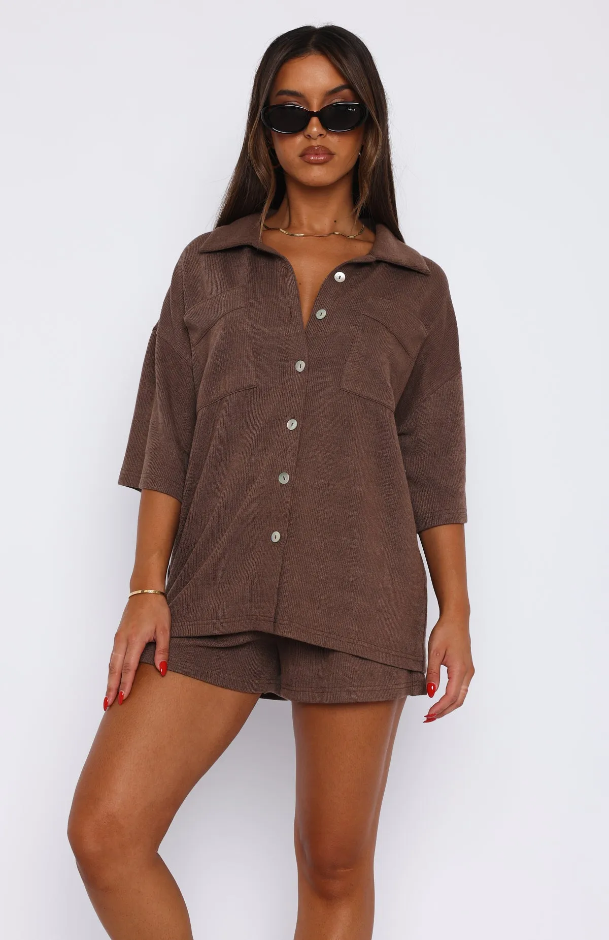 Main Vibe Button Up Shirt Espresso