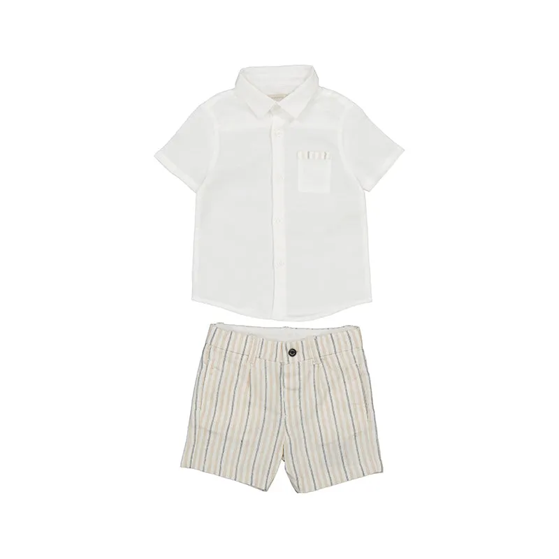 Mayoral Baby Dressy Linen Short Set_ Beige 1295-19