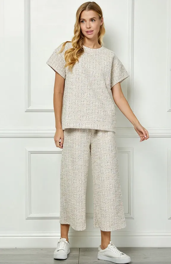 Millie Textured Wide Leg Crop Pants