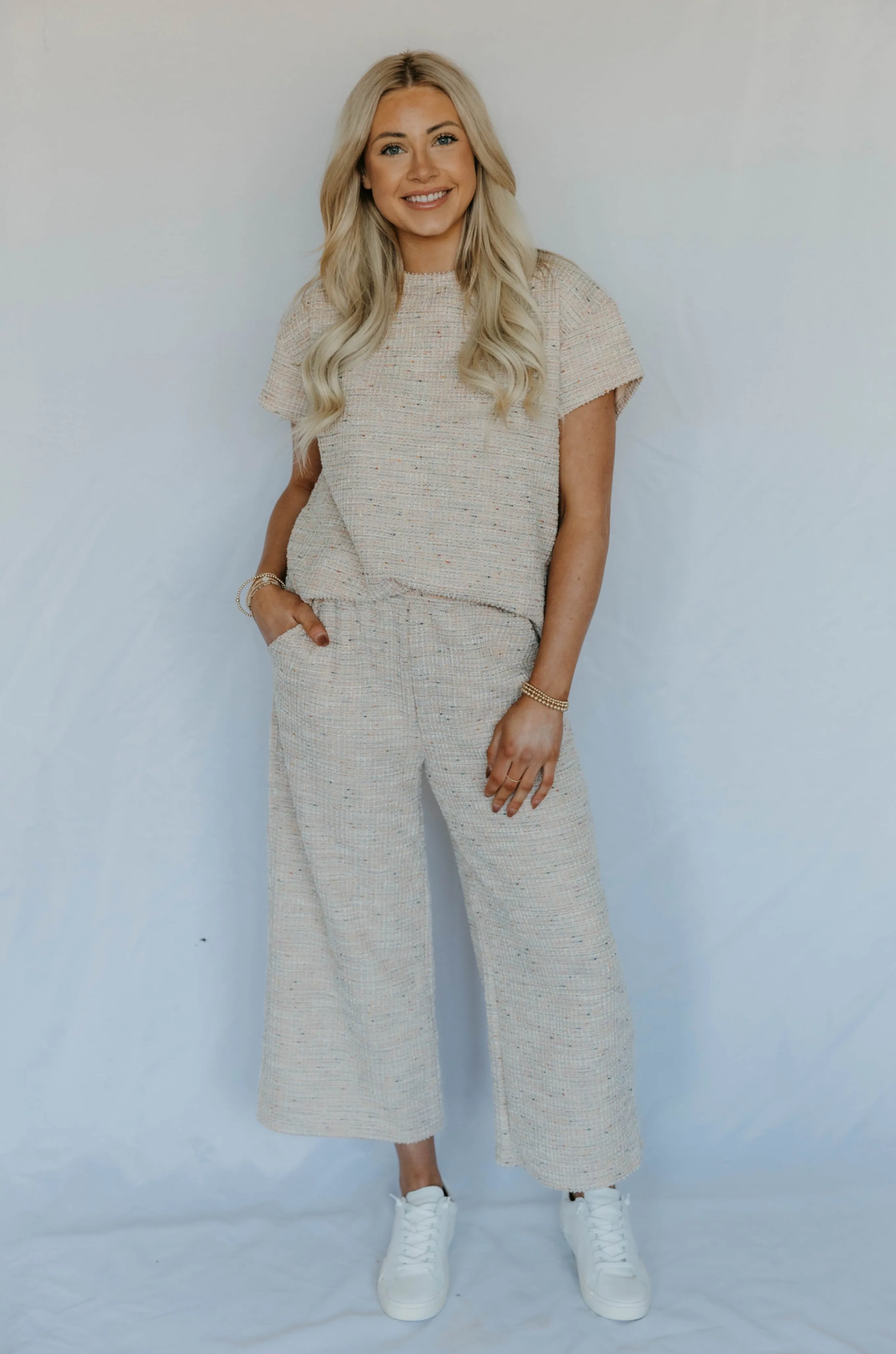 Millie Textured Wide Leg Crop Pants